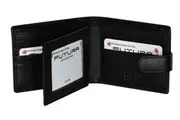 Futura Mens RFID Leather Fold Over Wallet - Black