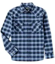 PENDLETON WYATT SNAP FRONT MEN'S COTTON WOVEN LONG SLEEVE SHIRT BLUE SZ S-NWT