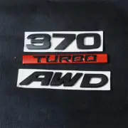 1 Set Black 370 TURBO AWD Matte Red Metal Decal Emblem Sticker Badge Type Engine (for: Peugeot)