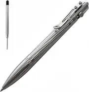 Cool Hand Titanium Alloy Bolt Action Pens, Ballpoint Ink Refillable, Office Business Writing Pens, Deep Pocket Clip,with a Refill, 5.35'' /5.9'' (5.35'' Silver)