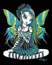 Fairy Gothic Green Tattoo Faerie Art Signed Print Katy Myka Jelina Big Eyed
