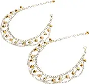 Abaodam 1 Pair Dancing Foot Bell Bells Ankle Chain Tinkling Ankle Chain Anklet Band Chain with Jingling Bells Tinkling Ankle Bracelet Anklet Chain Jingle Bell Foot Jewelry Metal Golden