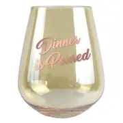 2pc Dinner Is Poured 13cm/600ml Stemless Glass Wine/Cocktail Drinking Cup Set