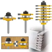 LEATBUY 1/4 Inch Shank Router Bit Set & 6 Finger Joint 3Pcs, Tongue Groove Wo...