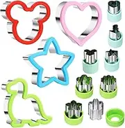 12PCS Cookie Cutter Set, Mouse & Dinosaur & Heart & Star Shapes Sandwich Cutters Cookie Cutters Vegetable Cutters, Food Grade Cookie Cutter Stamps Mold Decorate Food for Kids