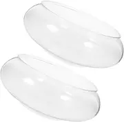 Totority 2Pcs Transparent Round Fish Tank Bowl Small Aquarium for Office Decor Unbreakable Design Capacity for Betta Fish and Turtle Display