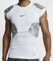 NIKE Pro Hyperstrong Core Camo 4 Pad White Compression FOOTBALL Shirt Mens Sz L