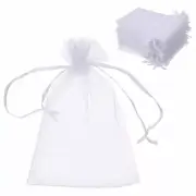 Encrypted White Organza Drawstring Bunch Yarn With Gift Candy Storage Bag 100pcs