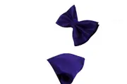 Mens Dark Purple Plain Coloured Checkered Bow Tie & Matching Pocket Square Set