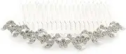 [Avalaya] Bridal/Wedding/Prom/Party Rhodium Plated Clear Austrian Crystal Hair Comb - 100mm