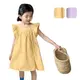 女童洋裝 韓版飛袖連身裙素色花邊袖 甜美背心裙 88702