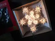 Vintage Silver Tinsel Star 11 Lights Christmas Tree Topper STARBURST FLASHING