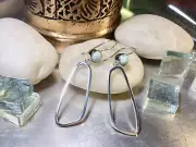 Genuine 925 Sterling Silver Larimar Gemstone Long Dangle Earrings