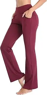 [Generic] Womens Yoga Pants Workout Yoga Bootcut Yoga Pants Wide Leg Stretch Pants Fold Over Bootcut Leggings