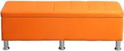Pu Leather Storage Ottoman Footstool Toy Chest Footstools Boxes for Kids DVD Storage Shoes Chests Faux Leather Seat Bedroom Bed End Stool(Orange,150x40x40cm)