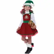 Candy Cane Elf Christmas Santas Helper Buddy Festival Child Girls Costume