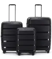 Tosca Comet 4-Wheel Expandable Suitcase Set of 3 - Black (Small, Medium & Large)