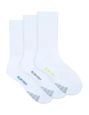 [All Day Socks] Cushioned Sports Crew Sock 3 Pack in White