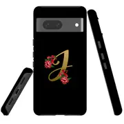 For Google Pixel 7 Case Tough Protective Cover Embellished Letter J