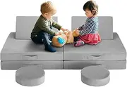 6Pcs Kids Sofa Play Couch Chair Modular Lounge Cushion Convertible Playset Sectional Childrens Toddler Chair Playroom