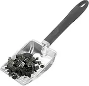 Fireplace Ash Shovel, Coal Scoop Hollow, 2.8 x 4.21 inches, Stainless Steel Heat Resistant, Long Handle Comfort Grip, Fire Pit Tools for Indoor, Outdoor Use, Black and Silver Gray
