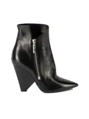 Black Niki Pointed Toe Wedge Ankle Boots
