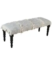 LR Home Farmhouse Geometric Embroidered Handmade Bench