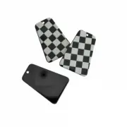 2 Black and White Checkered Acrylic Charms - K587