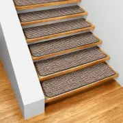 Set of 15 SKID-RESISTANT Carpet Stair Treads BLACK RIPPLE runner rugs