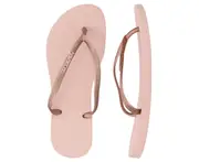 Havaianas Women's Slim Logo Metallic Thongs - Ballet Rose/Gold