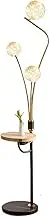 Indoor Floor Lamps Floor Lamp with Table Attached, Living Room Lamps with Solid Wood Tray and USB Charging Ports, Tall Lamp Floor Light for Living Room Bedroom Office Standing Lamp(White)