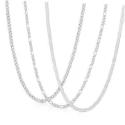 3 PCS Chain Necklace for Men Women, Stainless Steel Cuban 22 Inch Silver