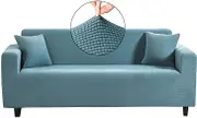 High Stretch Jacquard Sofa Cover Machine Washable Stylish Furniture Cover Anti-Slip Foams Strips with Elastic Bottom Suitable for Various Styles (3 Seat XL or 4 Seat(220-290cm), Blue)