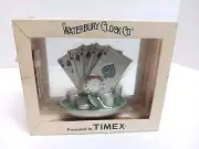 Waterbury Clock by Timex Playing Cards Poker Chips Silver Tone Metal Enamel NEW