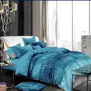 Luxton Byron Aqua Teal Quilt Cover Set Double Size 3pcs Turquoise Striped Doona Cover Set (Dobule Size)