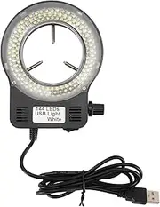 Microscope Light,144 LED Ring Light Lamp with 6500 ‑ 7500K 32000 ‑ 36000LX Adjustable Brightness, USB Powered Microscope Lamp for Stereo Microscope & Camera