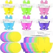 Motipuns 36 Sets Easter Devotional Crafts He is Risen Paper Craft Include Easter Palms Cross Round Bases and Bible Cards Easter Religious Hand Table Decorations for Home Church Party Supplies