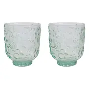 2x LVD Garden 10cm Glass Tumbler Drink Cocktail Cup Glassware Mint Green