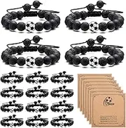 Kenning 24 Sets Bracelets Sport Team Gifts Adjustable Stone Beaded Bracelets Bulk with Blessing Card Sports Party Favors for Players Team Lovers