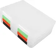 Gogogmee 4PCS File Boxes with Lids Portable Document Storage Containers for Home School and Office Supplies Lightweight and Transparent Paper Organizers Orange Black White and Fluorescent