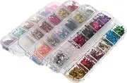 Gogogmee Elegant Sequin Jewelry Set 4 Boxes Nail Glitter for Nail Art Eye Makeup Body Art DIY Projects Festivals
