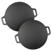 2X Cast Iron Induction Crepes Pan Baking Cookie Pancake Pizza Bakeware