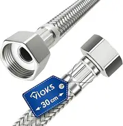 Flexible Hose 1/2 Inch (19.3 mm) 30 cm Stainless Steel Robust & Pressure Resistant for Tap, Kitchen, Bathroom & Toilet Cistern