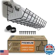 Scandinavian Hub Under Desk Cable Tray, Modern Black, 17 Inch, Maximises Airf