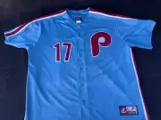 Philadelphia Phillies #17 Blue Jersey Mitchell & Ness Cooperstown Sz Men's XXL