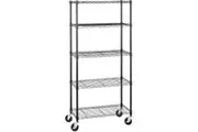 Adjustable Heavy Duty Storage Shelving Unit with Wheels - Metal Wire Rack (76x36x164cm)