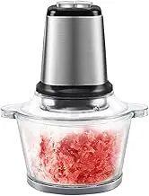 Electric Food Processor & Vegetable Chopper, Blender Grinder for Meat, Onion, Powerful 300W Motor & 4 Detachable Dual Layer Stainless Steel Blades, BPA-Free Glass Bowl
