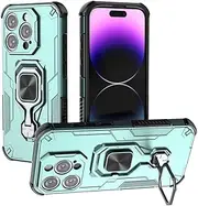 Phone Cases Drop Protective Case Compatible with iPhone 15 Pro 6.1inch Case With Built-in Ring Kickstand,Shockproof Slim Soft Edge Shell,Anti-Slip and Drop-Proof Protective Cover Back Case Cover(Green