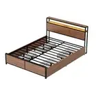Artiss Metal Bed Frame Queen Size 2-Tier Storage Headboard Metal Platform