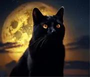 BLACK CAT MOON FELINE COMPUTER MOUSE PAD 9.25 X 7.75
